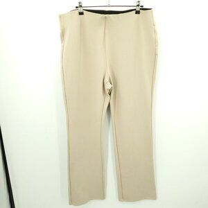 Soft Surroundings Perfect Ponte Pull On High Rise Straight Pants L Tan 2EX30